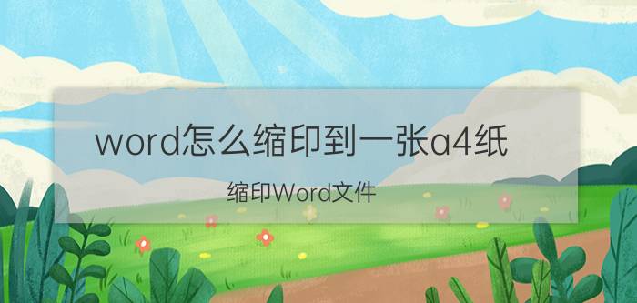 word怎么缩印到一张a4纸 缩印Word文件